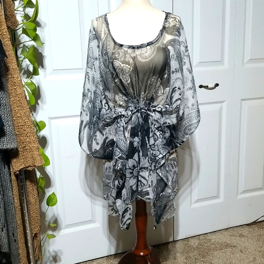 Sheer Asymetrical Blouse Dress